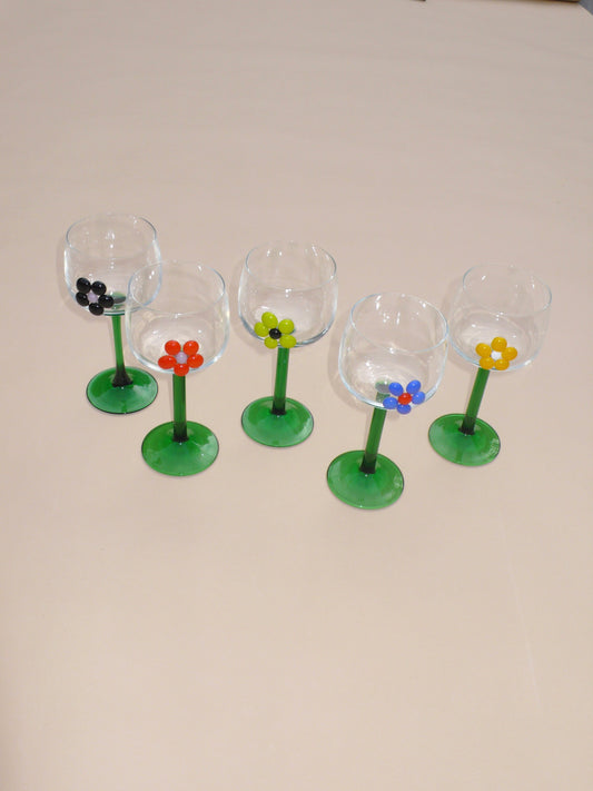 Dots - Green Stem Wine Flowers