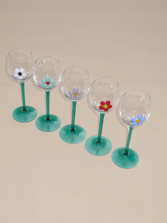 Dots - Teal Stem Wine Flowers