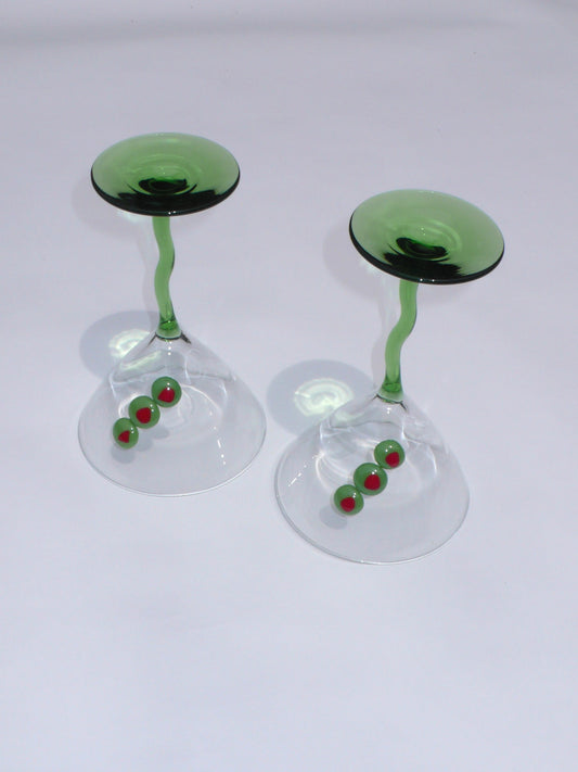 Dots - Green Squiggle Martini with Olives